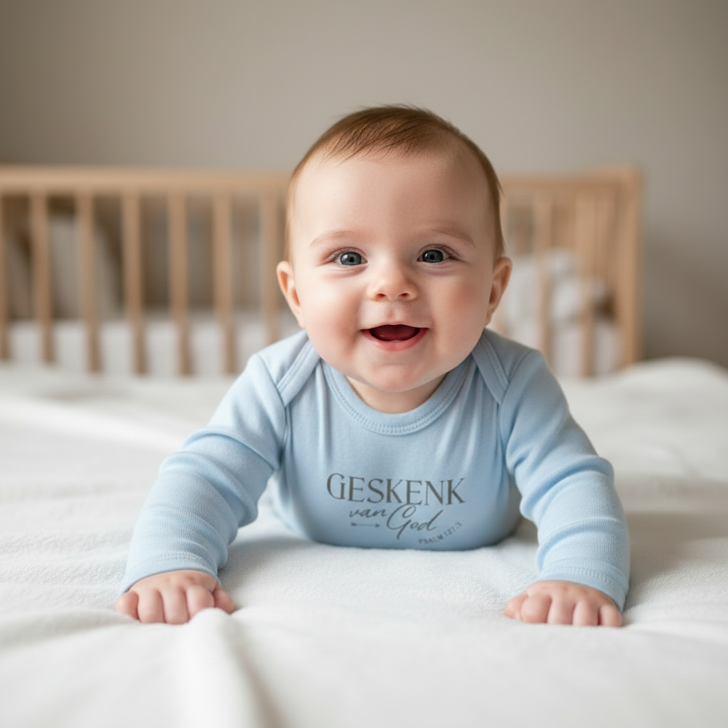 Geskenk van God - Christian Baby Onesie (Blue LS)