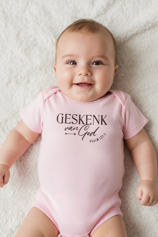 Geskenk van God- Christian Baby Onesie (Pink SS)