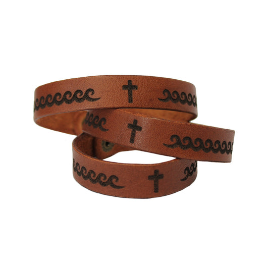 Jesus calms the storm - Christian Leather Wristband