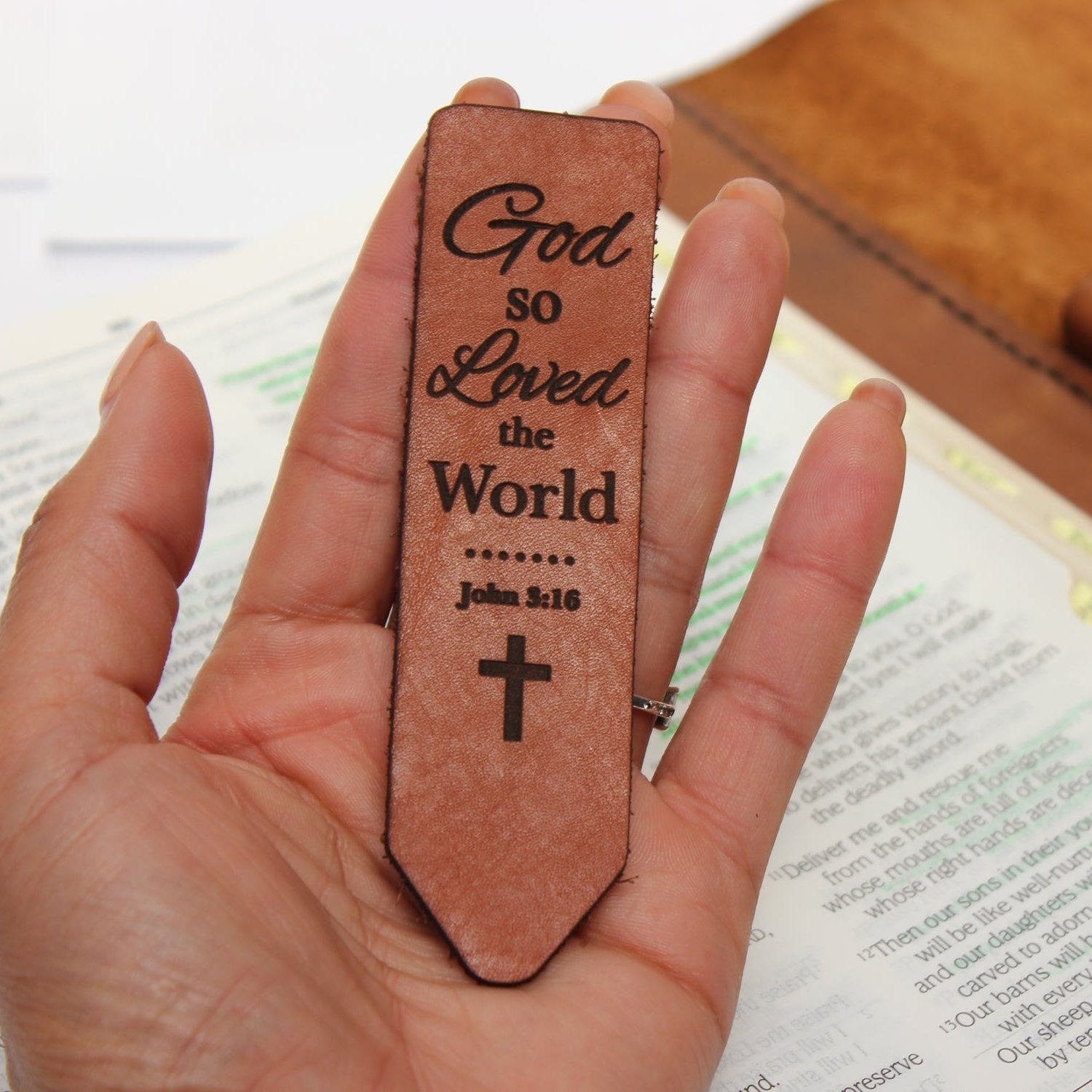 God so loved the World - Christian Engraved Leather Bookmark - Christian Gifts South Africa