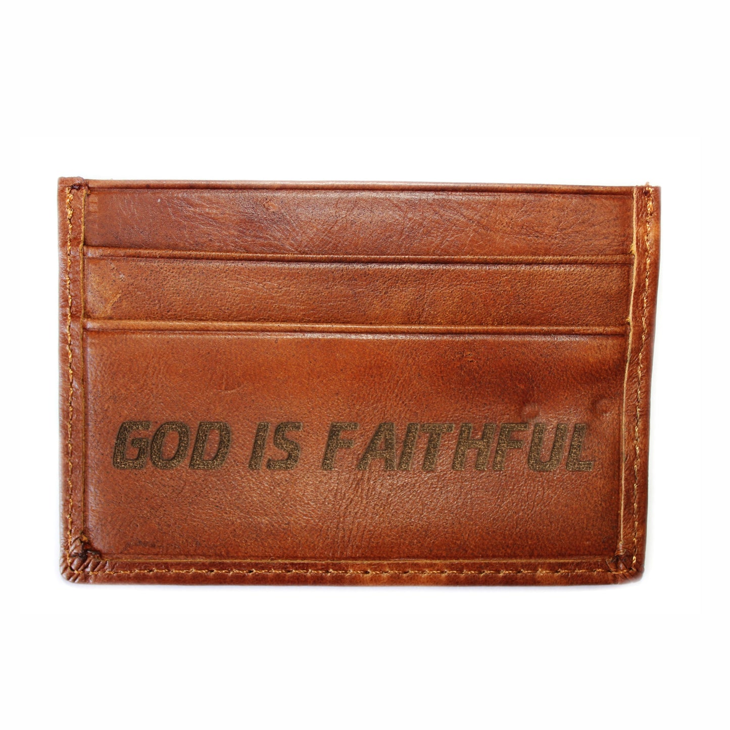 God is Faithful - Christian Card Holder (Brown)