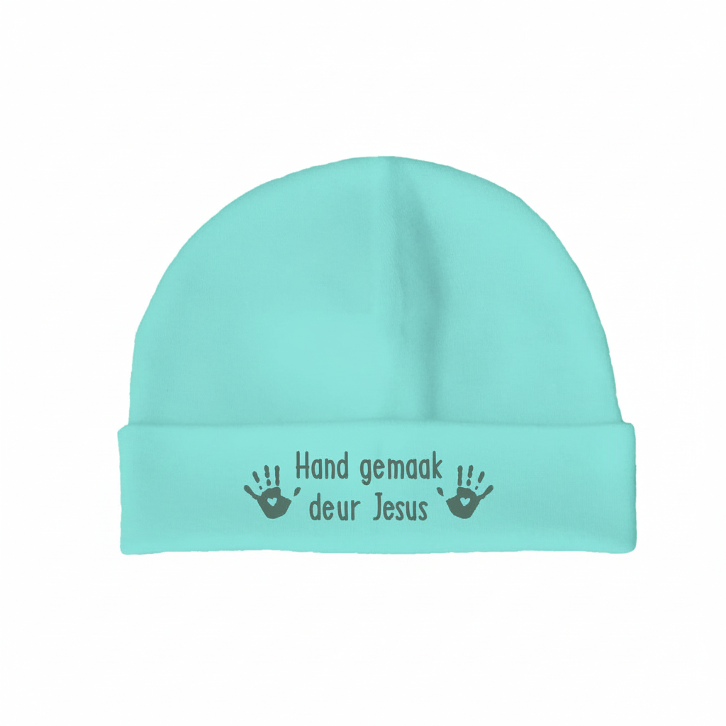 Handgemaak deur Jesus - Christian Baby Beanie (Aqua)