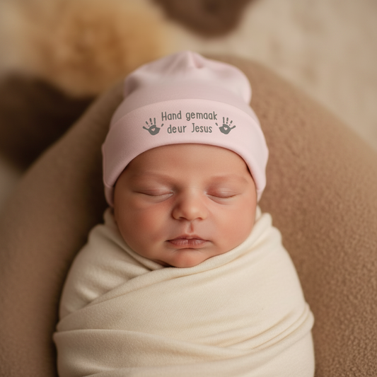 Handgemaak deur Jesus- Christian Baby Beanie (Pink)
