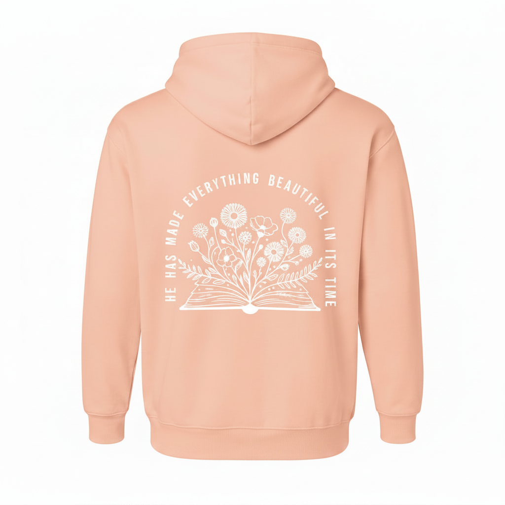 He has made everything beautiful - Christian Hoodie (Peach)