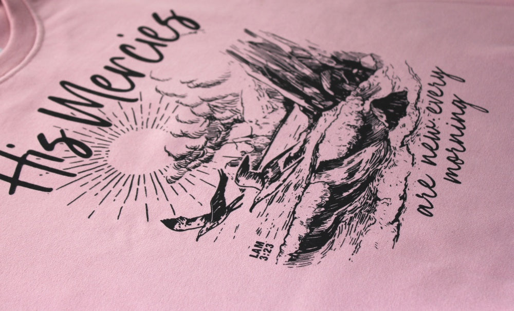 His Mercies - Christian Sweater (Dusty Pink)