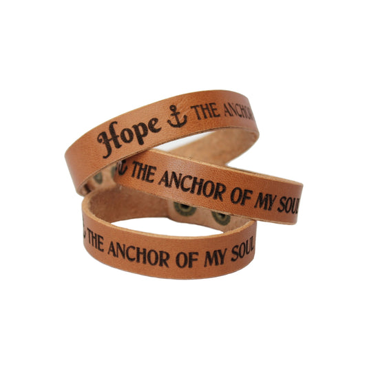 Hope the anchor of my soul - Christian Leather Wristband