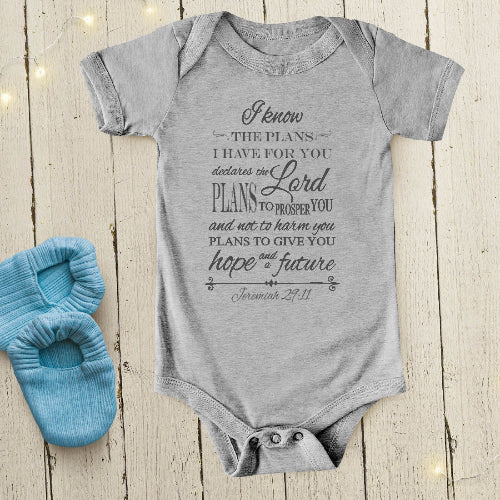 I know the plans I have for you - Christian Baby onesie-Grey - South Africa ITG Clothing