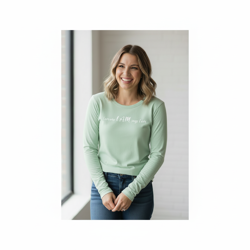 I Am, who I AM says I AM - Christian Ladies Long Sleeve (Mint)