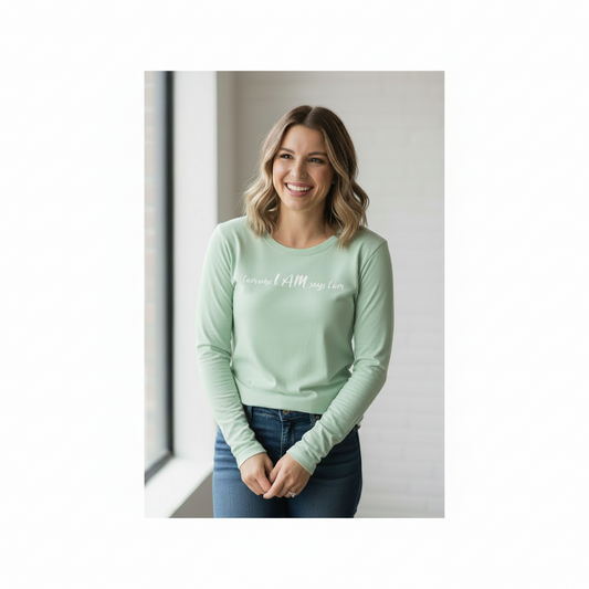 I Am, who I AM says I AM - Christian Ladies Long Sleeve (Mint)
