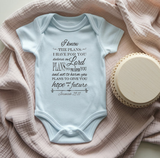 I know the Plans - Christian Baby Onesie (Blue)