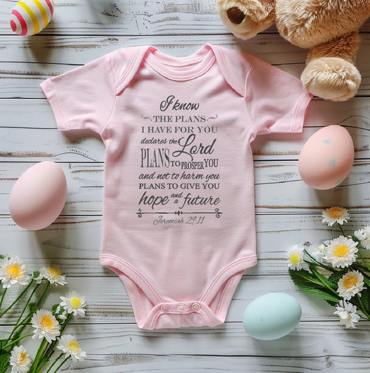 I know the Plans I have for you - Christian Baby Onesie (Pink)