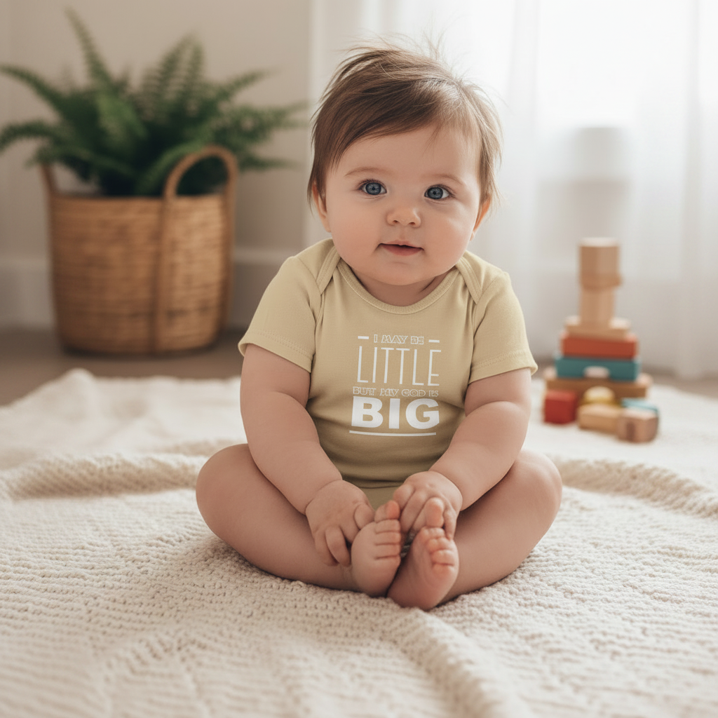 Man of God - Christian Baby Onesie (Beige SS)