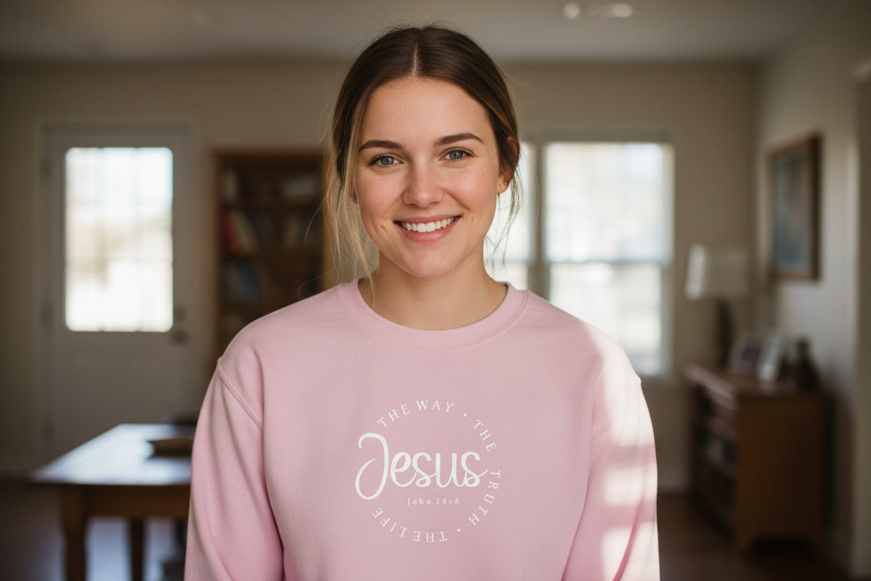 Jesus The Way  - Christian Ladies Sweater - (Dusty Pink)
