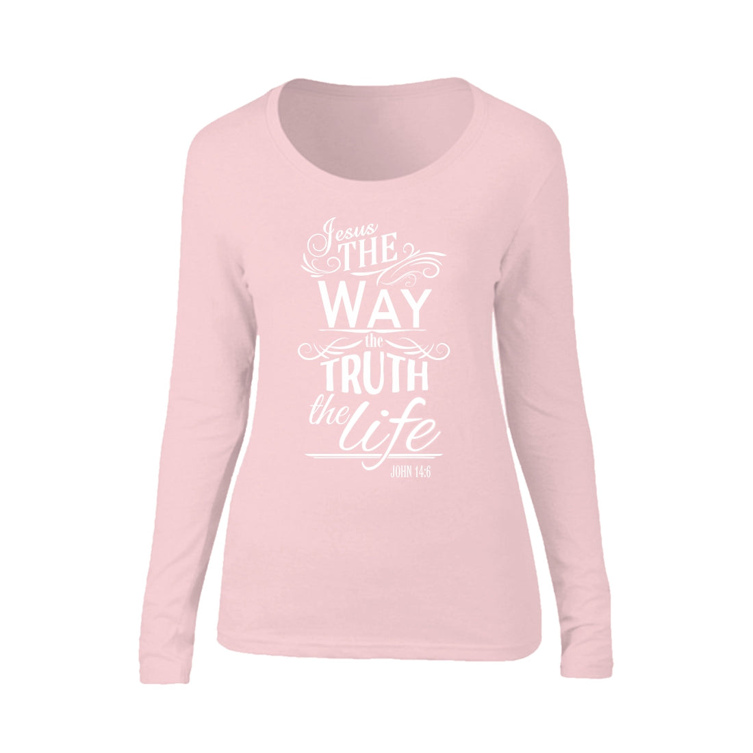 Jesus The Way - Christian Ladies Long Sleeve (Pink)