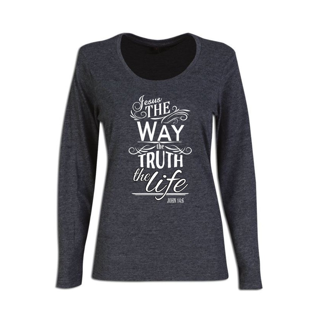 Jesus The Way - Christian Ladies Long Sleeve (Pink)