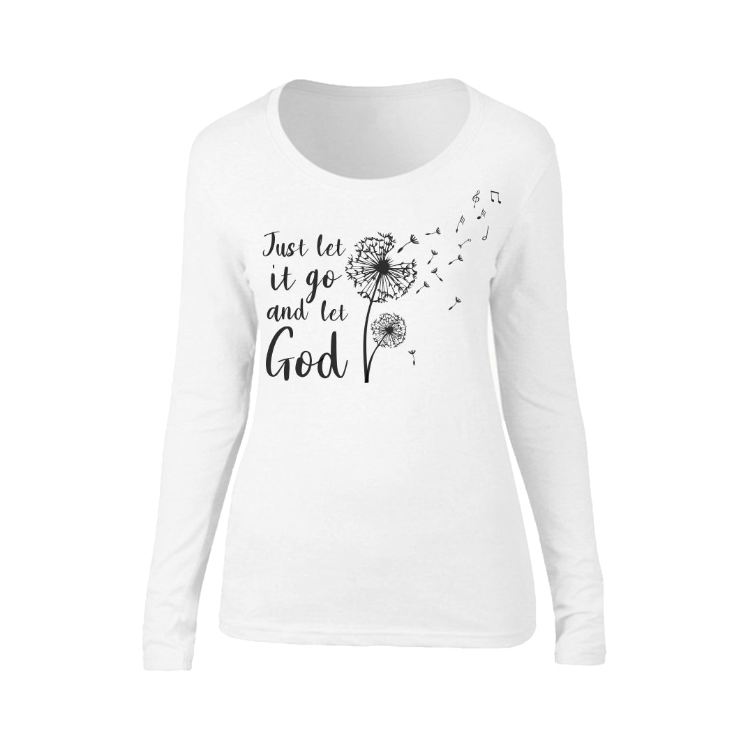 Just let it go and let God - Christian Ladies Long Sleeve (white)