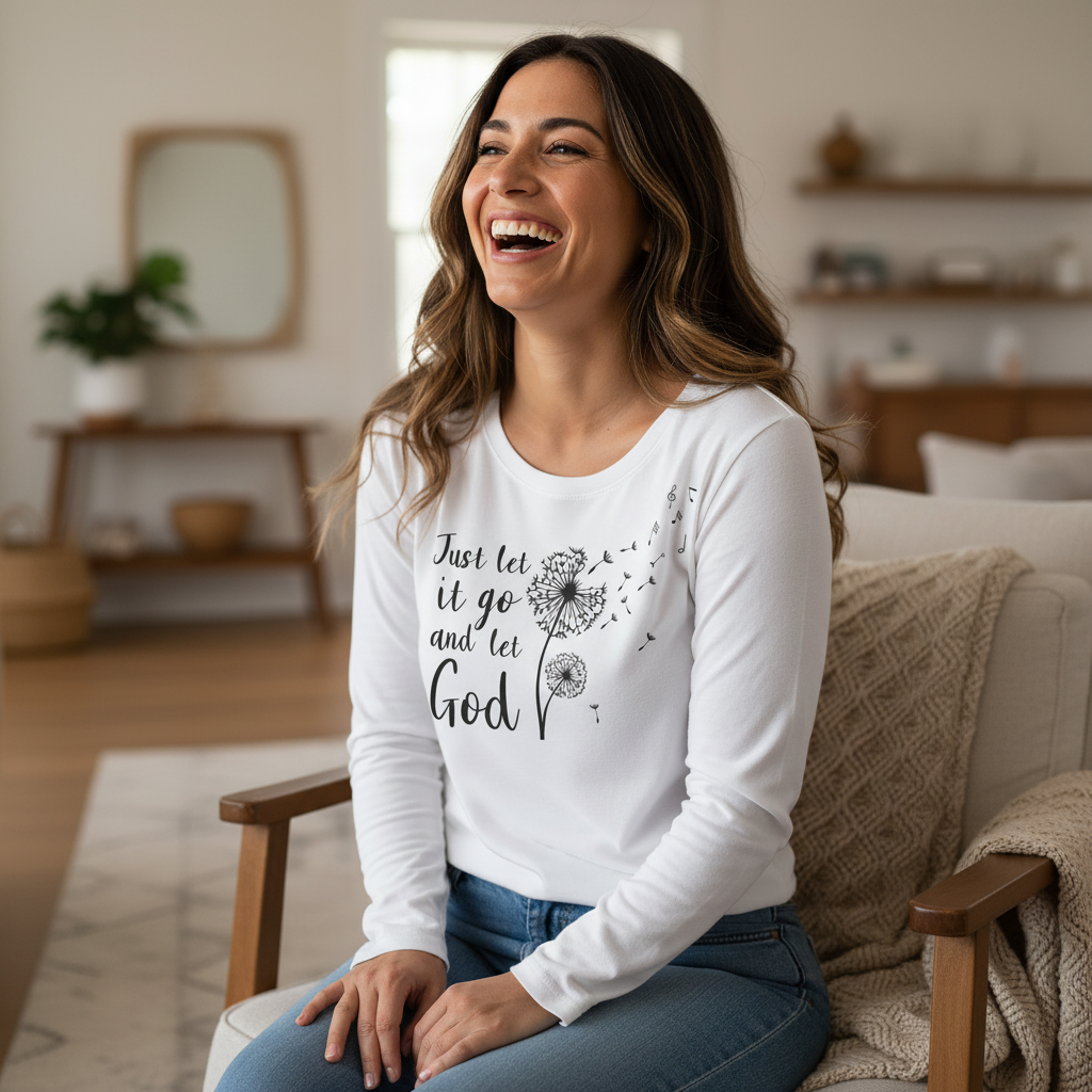 Just let it go and let God - Christian Ladies Long Sleeve (white)