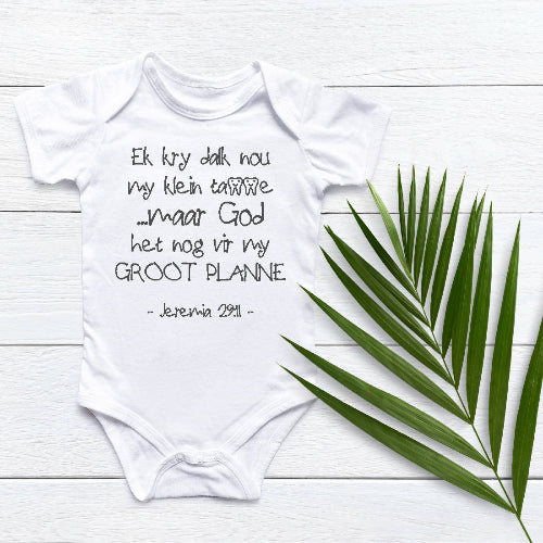 Klein tanne groot planne-Christian Baby Onesie_White - South Africa ITG Clothing