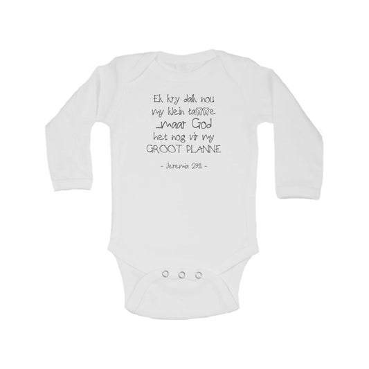 Klein tanne groot planne Christen baba onesie-White LS - South Africa