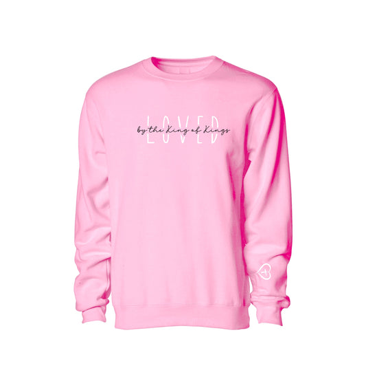 Loved by the King of Kings - Christian Sweater (Light Pink)