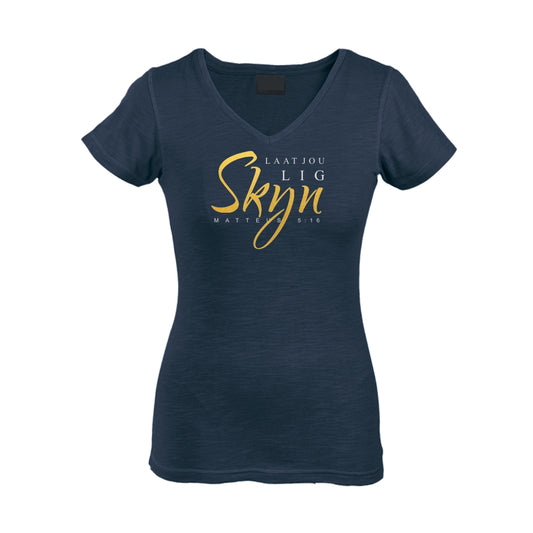 2XL-3XL Laat jou lug skyn- Christian Ladies t-shirt - (navy)