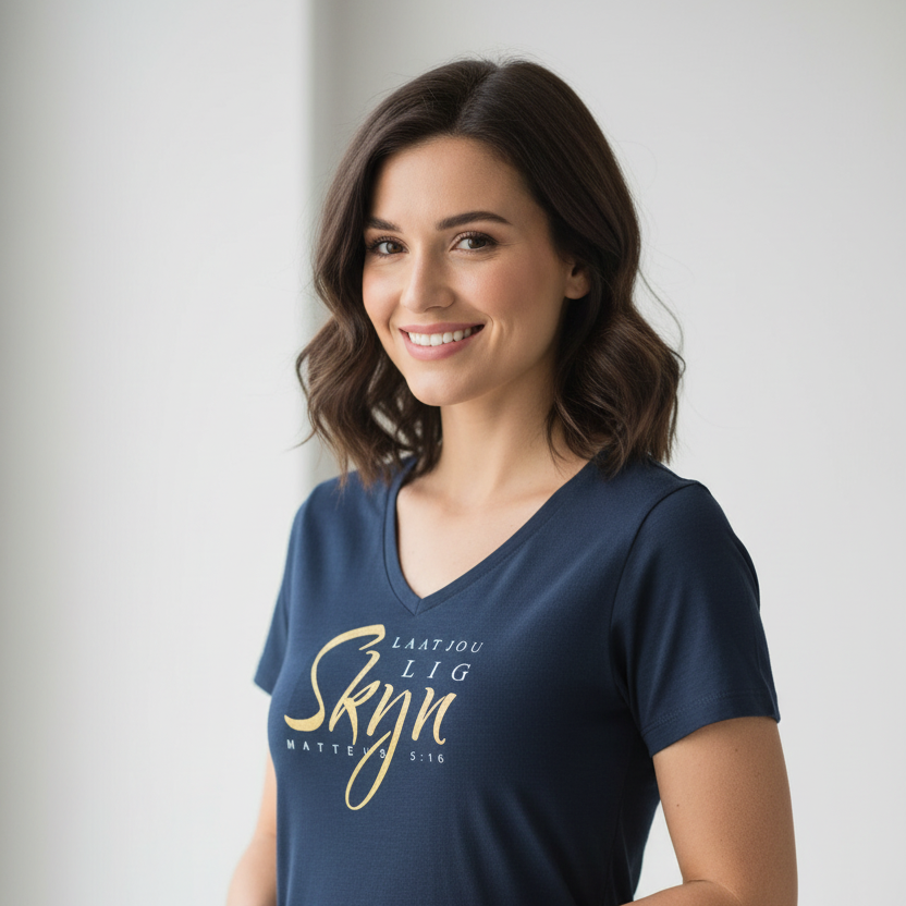 Laat jou lug skyn- Christian Ladies t-shirt - (navy)
