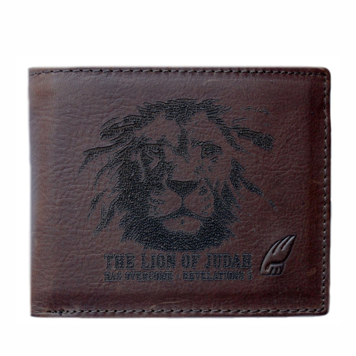 Lion of Judah-Christian Leather Wallet-classica fold-Dark Brown - South Africa ITG Clothing