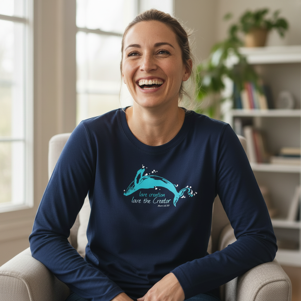 Love Creation - Christian Ladies  Long Sleeve (Navy)