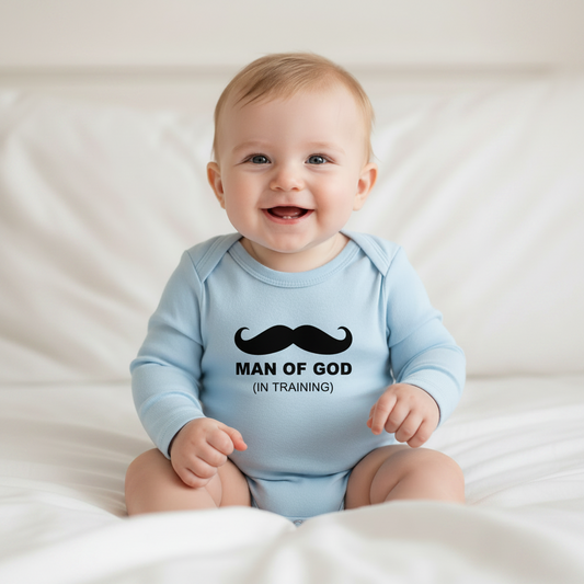 Man of God - Christian Baby Onesie (Blue LS)