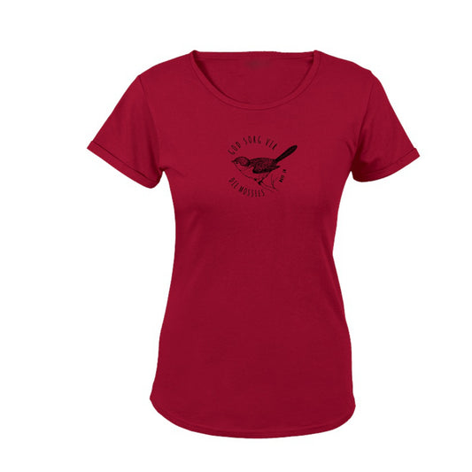 God sorg vir die Mossies - Christian Ladies t-shirt (Red)