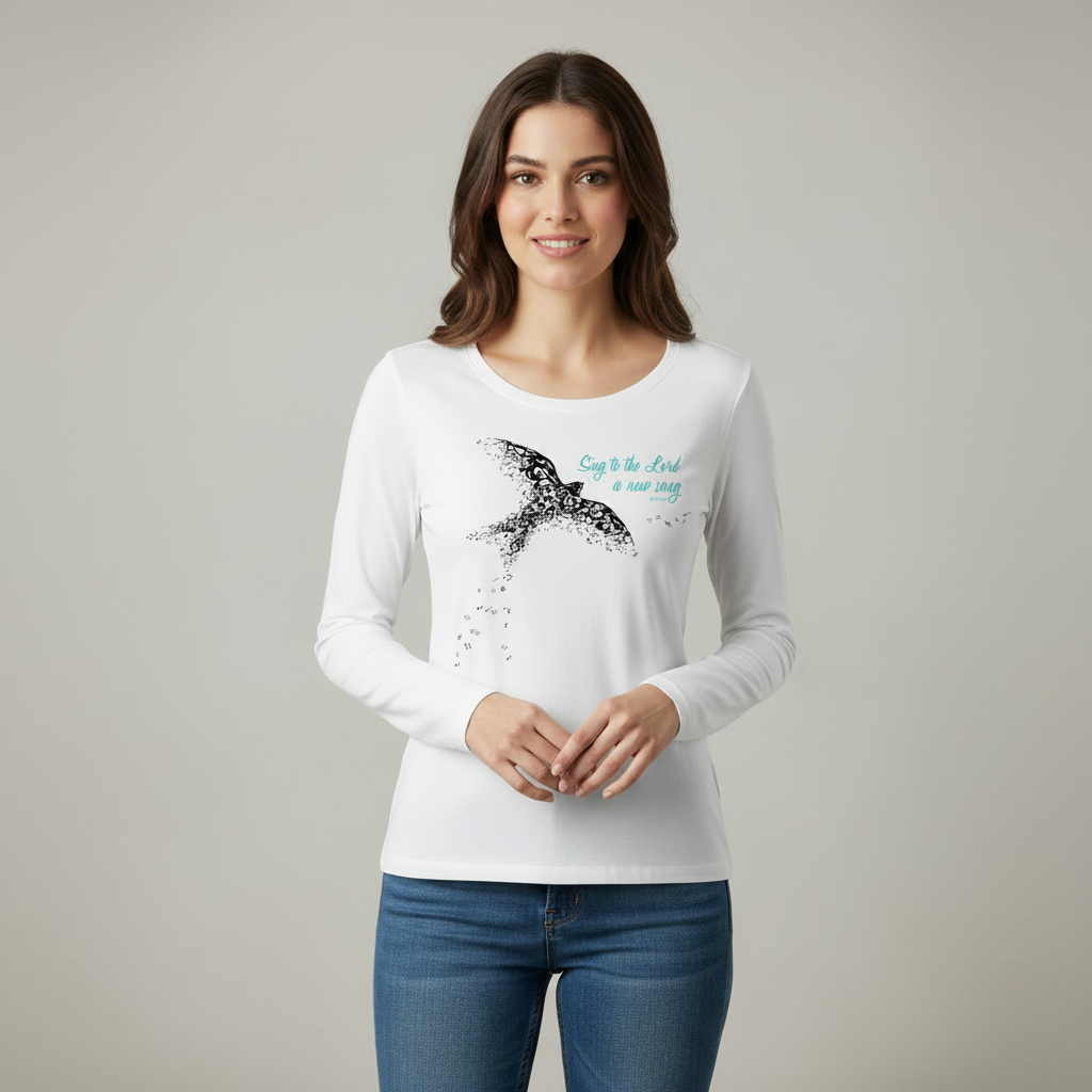 Sing to the Lord - Christian Ladies Long Sleeve (white)