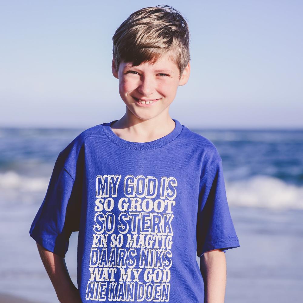 Blue My God is so Groot Christian Kids T-shirt - ITG Clothing South Africa