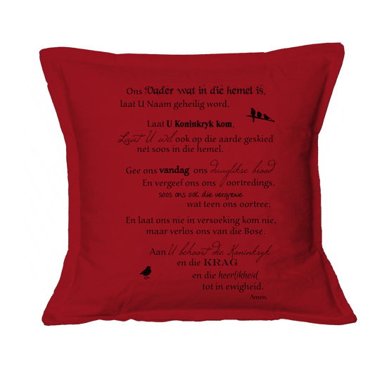 Ons Vader Gebed - Christian Cushion Cover (Red)