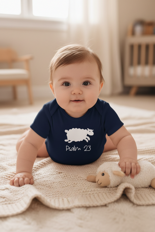 Psalm 23 - Christian Baby Onesie (Navy)