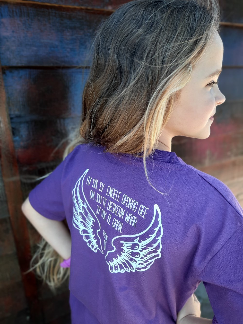 Purple Psalm 91 Christian Kids T shirt for girls