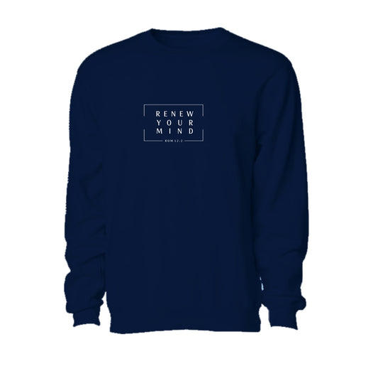 Renew Your Mind - Christian Sweater (Navy)