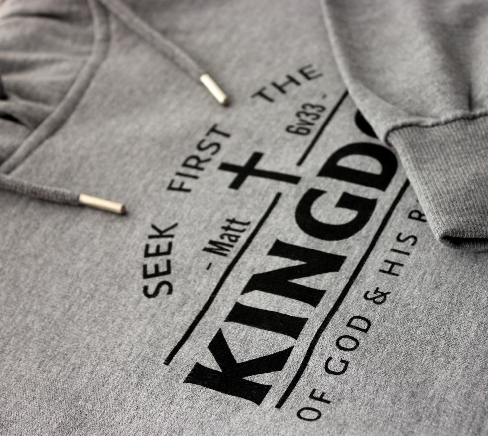 Seek first the Kingdom of God – Christian Hoodie (Grey)