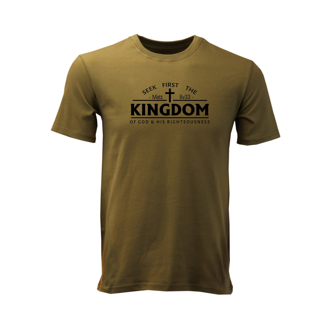 Seek first the Kingdom of God – Premium Christian T shirt (Light Olive)