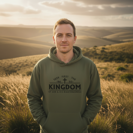 Seek first the Kingdom of God – Christian Hoodie (Olive)