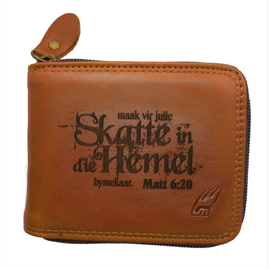 Skatte in die Hemel - Christian Brown Bi-Fold Zip Around Leather Wallet