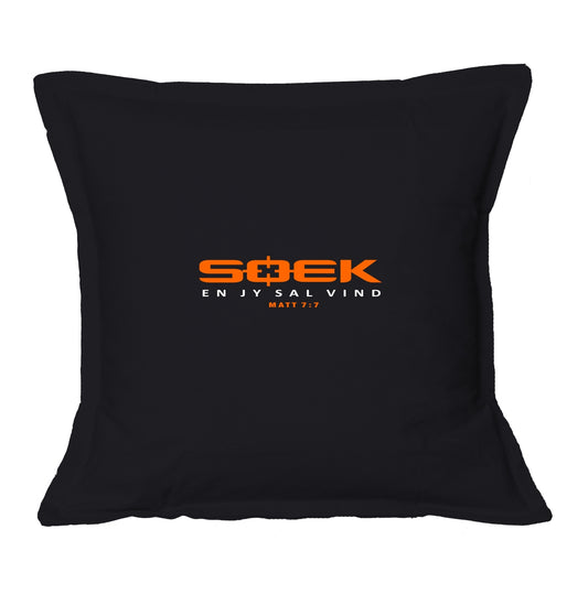 Soek en jy sal vind - Christian Cushion Cover (Black)