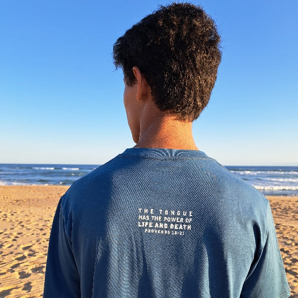 Speak Life – Premium Christian T shirt (Ocean Blue)