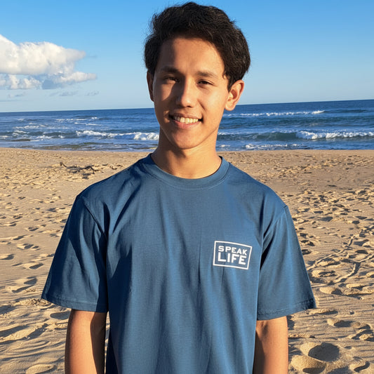 Speak Life – Premium Christian T shirt (Ocean Blue)