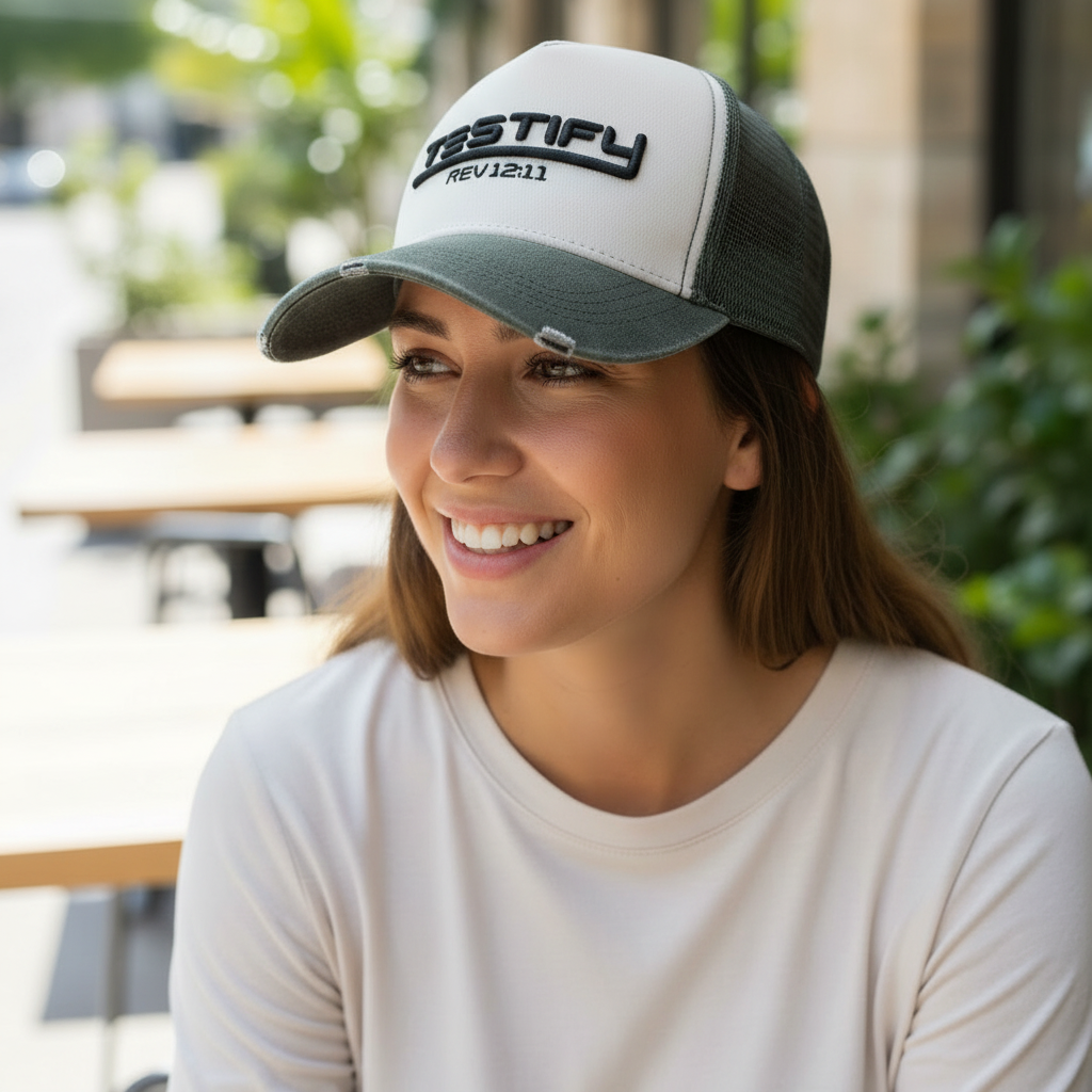 Testify - Christian Cap (Olive and Stone)