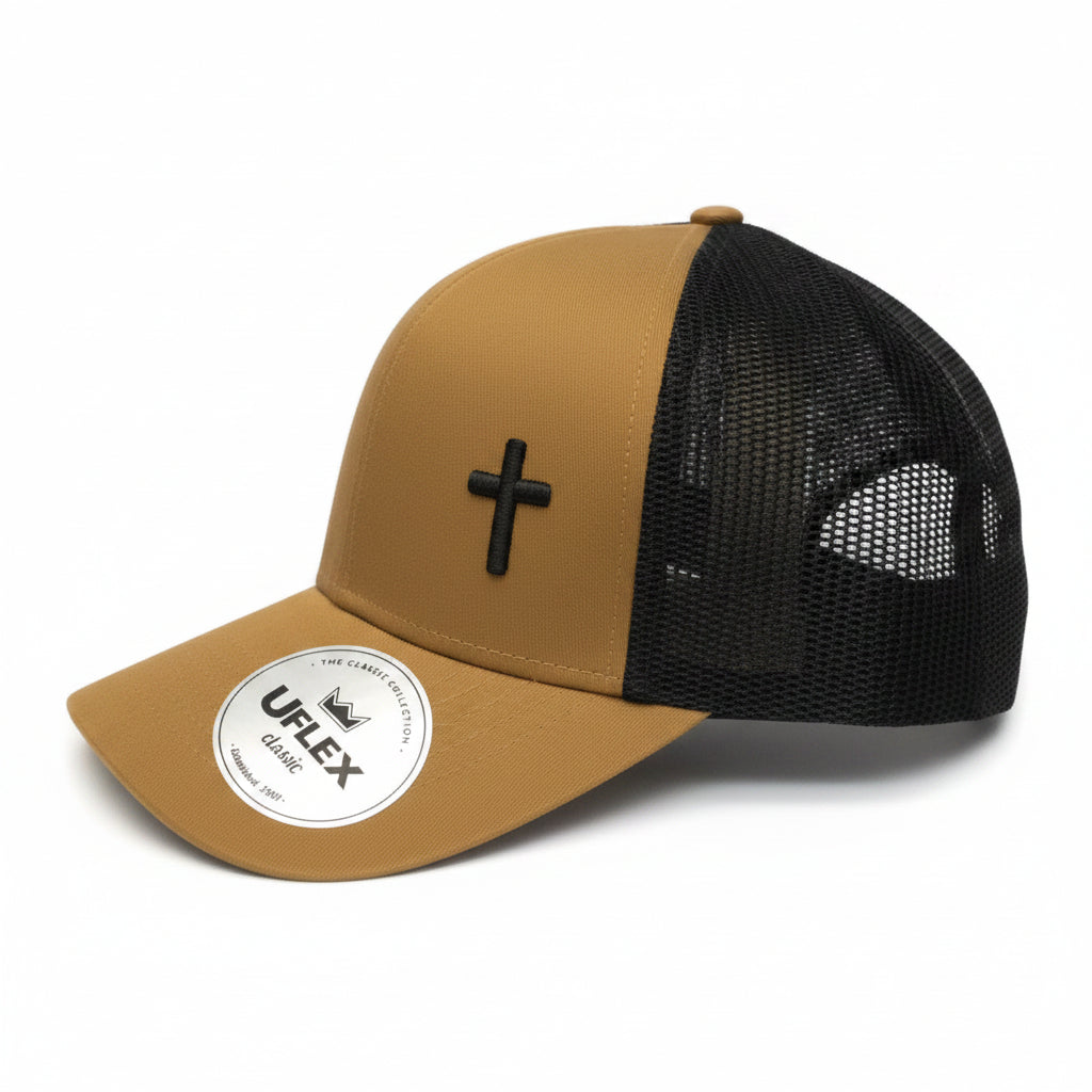 Uflex – Christian Trucker Cap (Tan & Black)