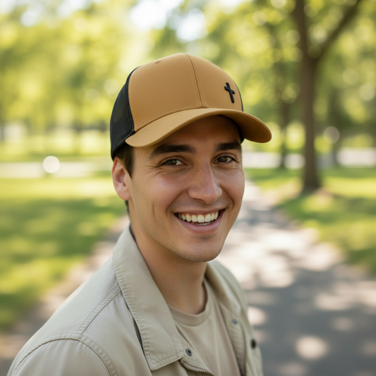 Uflex – Christian Trucker Cap (Tan & Black)