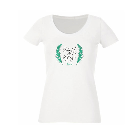Under His Wings - Christian Ladies T shirt