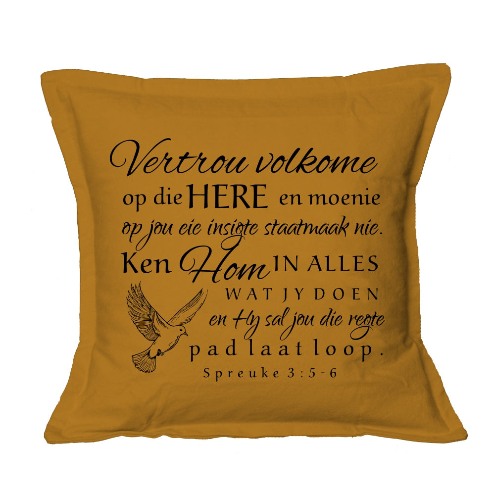 Vertrou Volkome op die Here - Cushion Cover (Mustard)