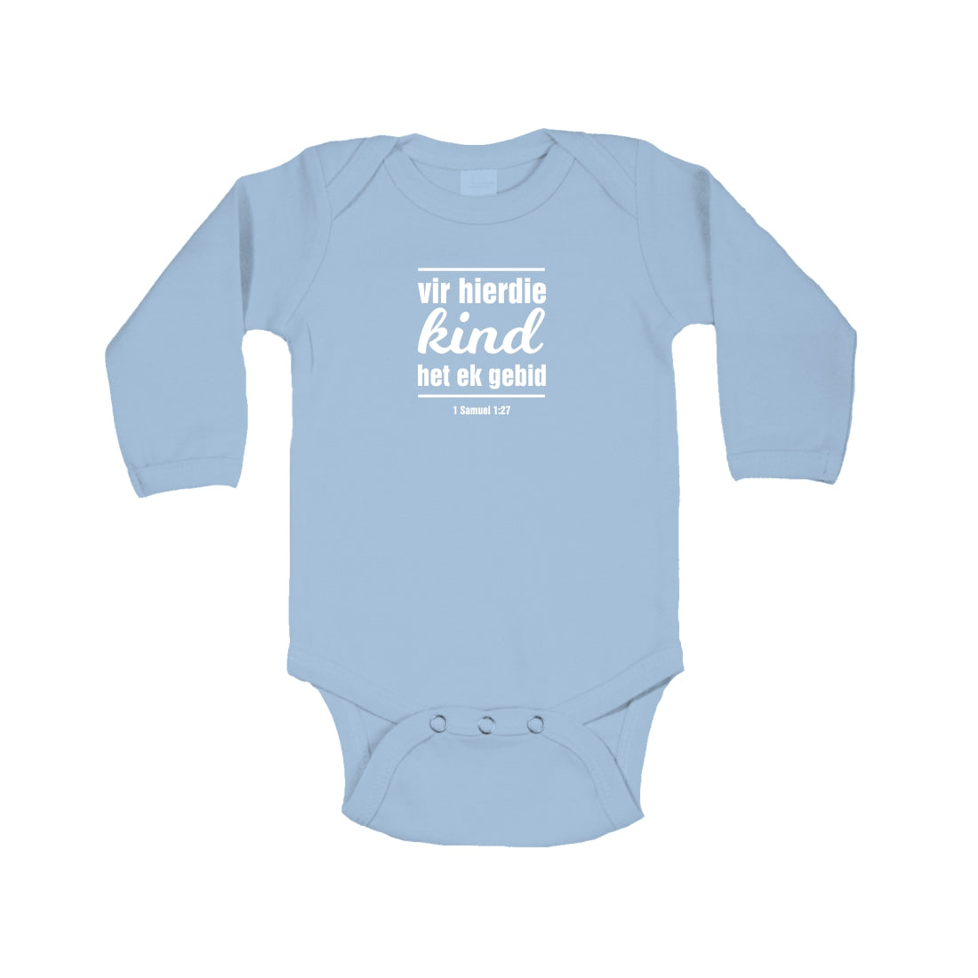 Vir hierdie kind het ek gebid - Christian Baby Onesie (Blue LS)