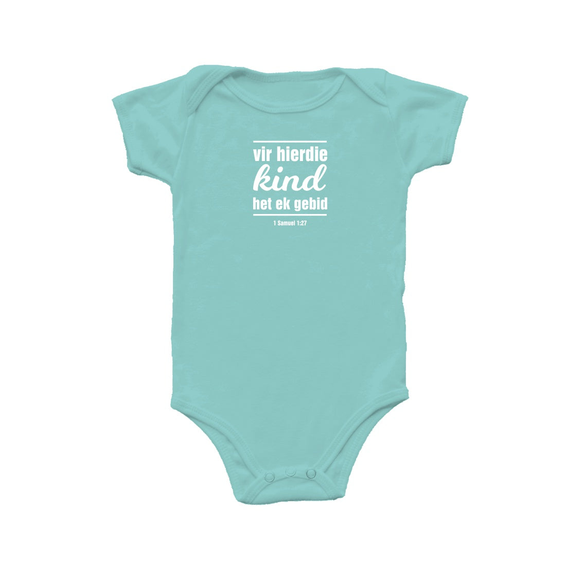 Vir hierdie kind het ek gebid - Christian Baby Onesie (Aqua SS)